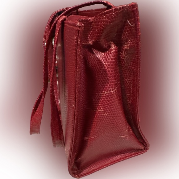 VTG ULTA SMALL FAUX Snake BAG PURSE Red Black mini clutchwallet embossed leather - Picture 6 of 7